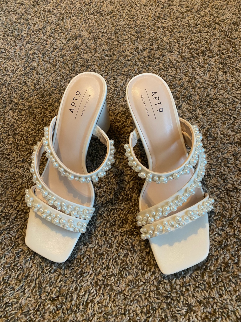 Apt. 9 Cream Pearl-Embellished Block Heel